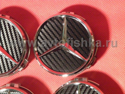 Mercedes, все модели крышки ступиц на колеса со звездой, черный карбон, комплект 4 шт.